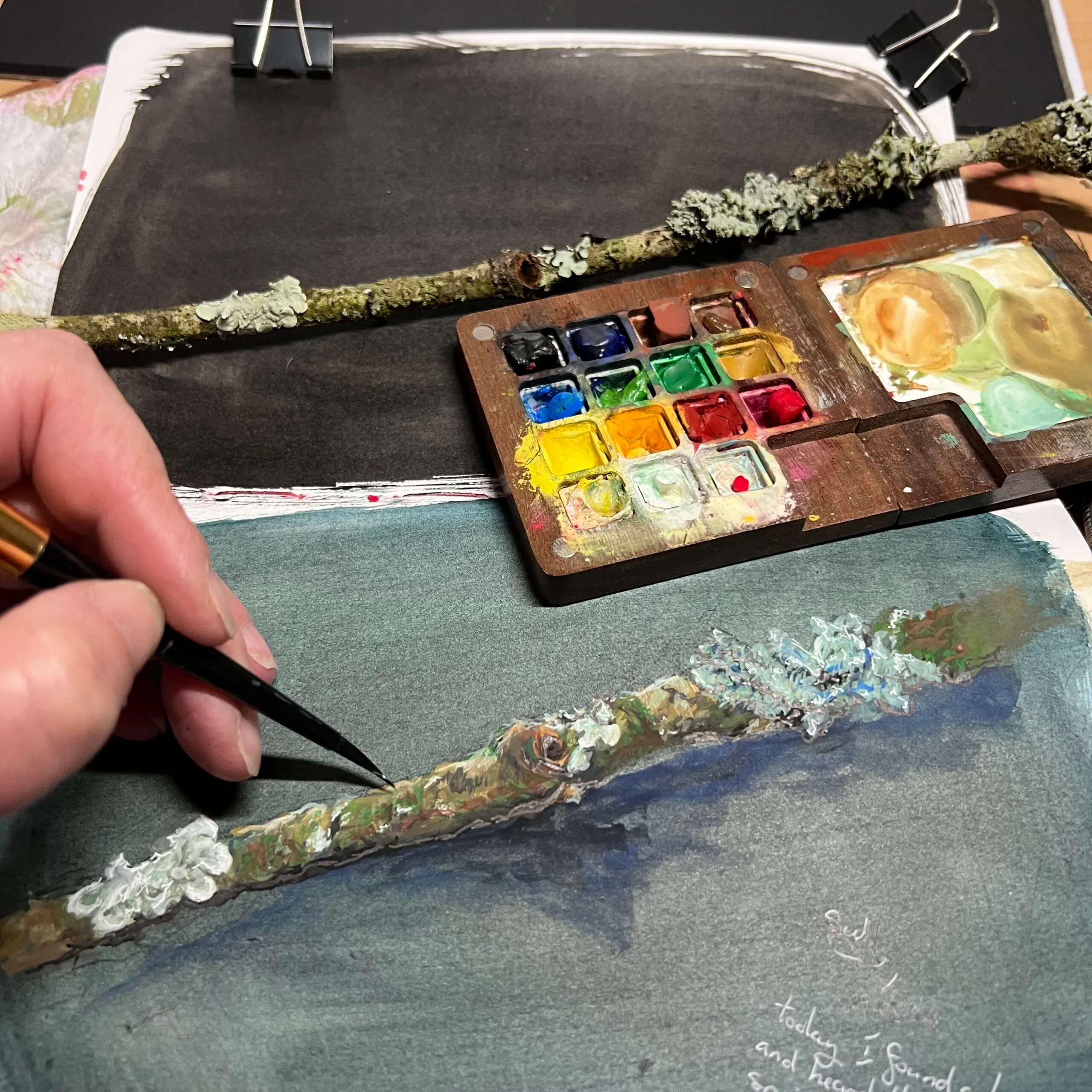 Watercolour painting lesson in progress