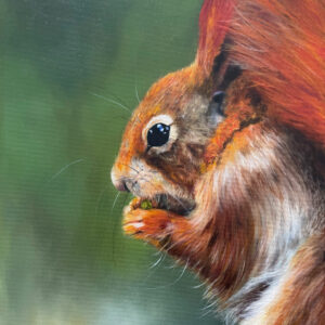 Red Squirrel Oil Painting