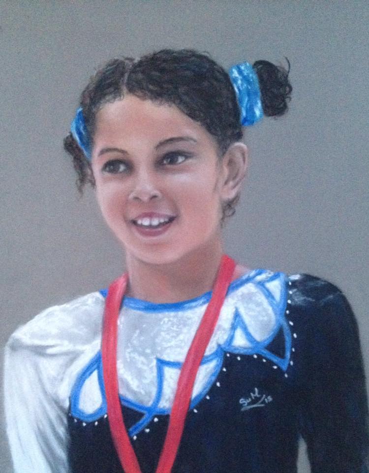 Pastel portrait of a young gymnast