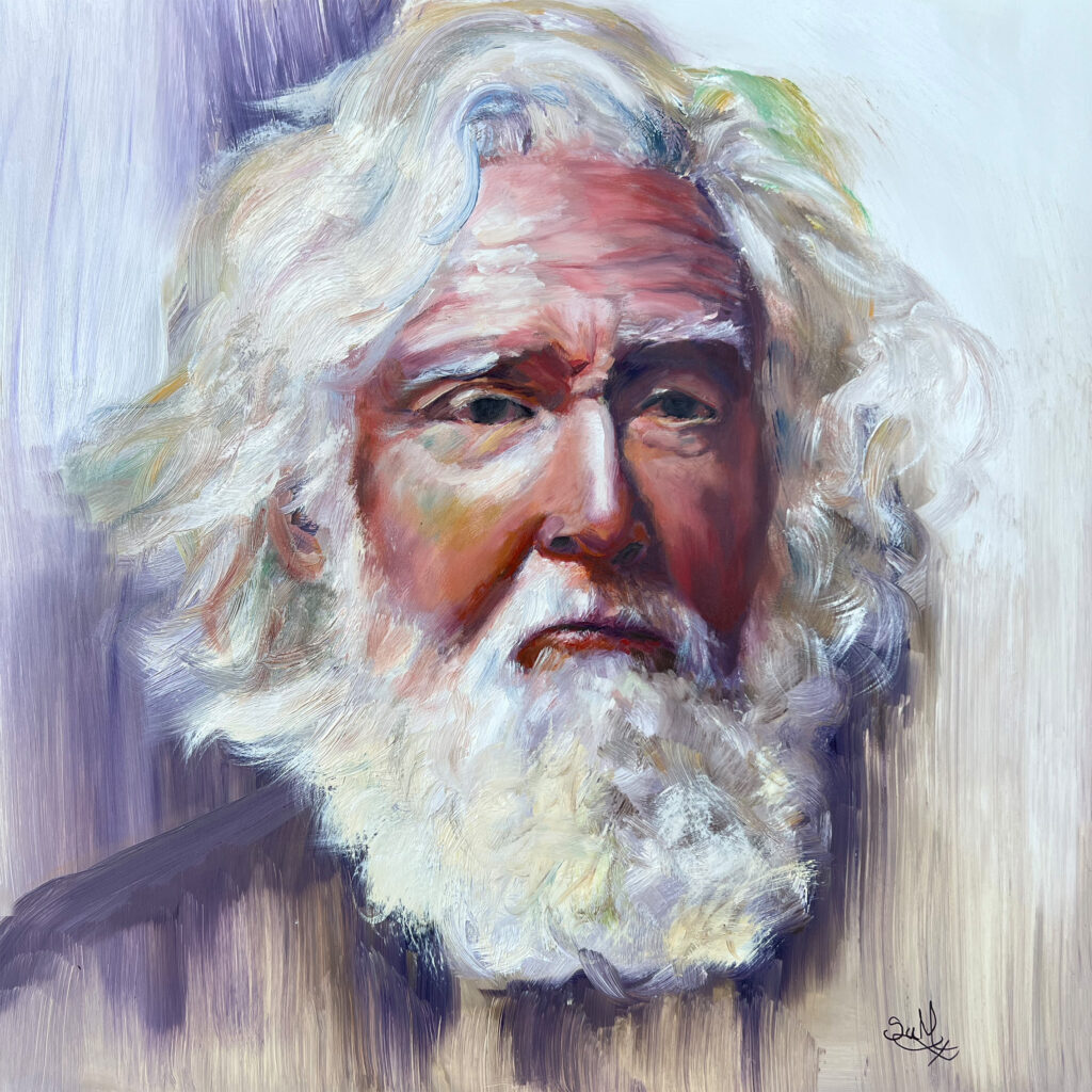 Portrait of an older man in oils