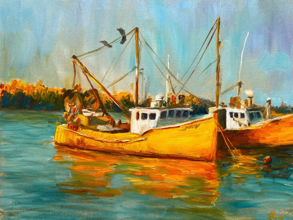 Boats, Oil Painting