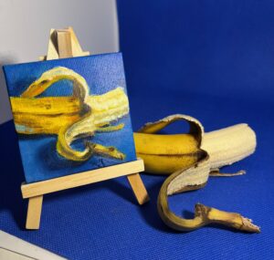 Oil painting of a banana