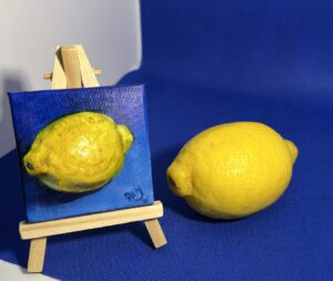Mini oil painting of a lemon